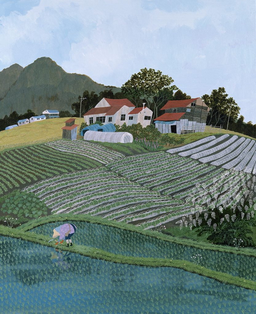 原田泰治　香り残す田舎道　絵画 原田泰治 香り残す田舎道 絵画